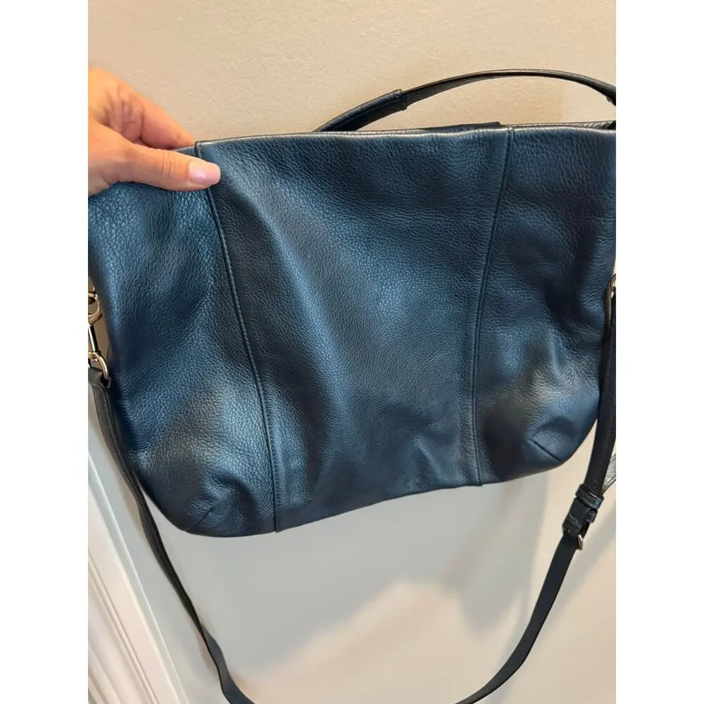 Coach Scout Hobo F34312 Navy Polished Pebble Leather Shoulder Crossbody Bag